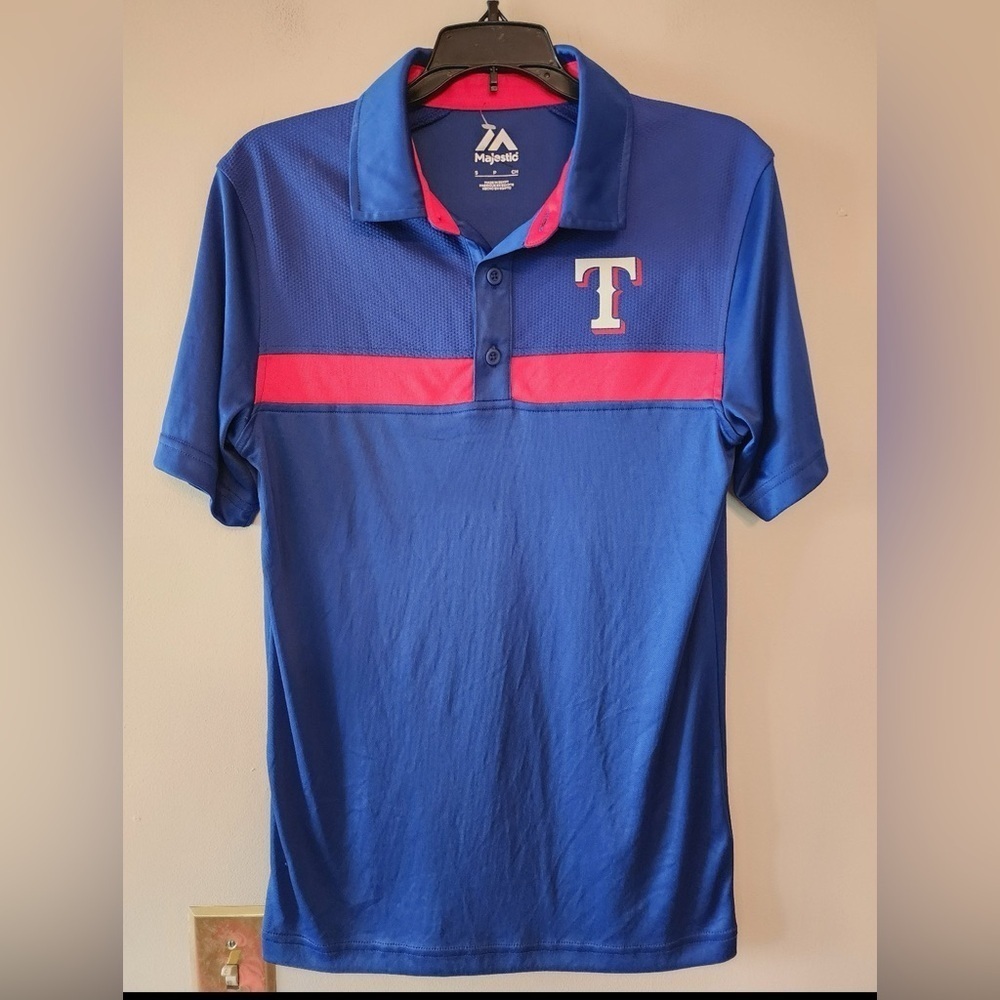 Majestic Texas Rangers polo Blue Red Athletic MLB size mens small